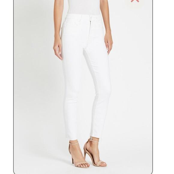 MOTHER High Waisted Looker Ankle Fray Jean in Fairest of Them All White - Picture 3 of 7